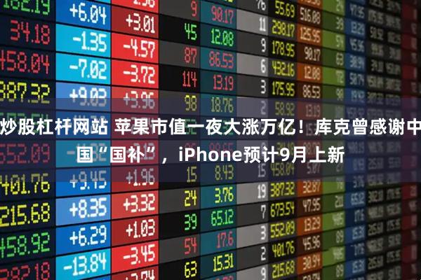 炒股杠杆网站 苹果市值一夜大涨万亿！库克曾感谢中国“国补”，iPhone预计9月上新